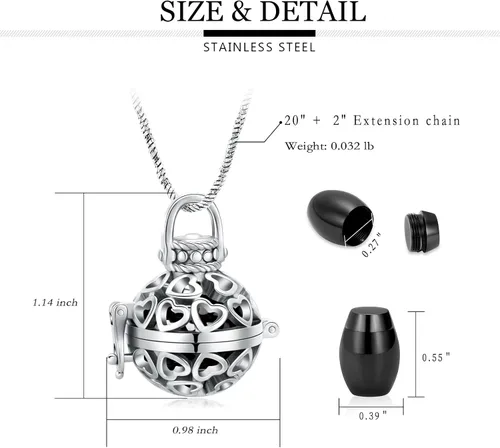 Vista 2 de Yinplsmemory Cremation Jewelry Hollow Heart Urn Necklace for Ashes for Women Men with Always In My Heart Memorial Locket Pendant Keepsake Jar