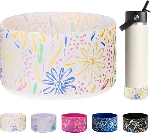 Vista 43 de WK IEASON Base protectora de silicona para botellas Hydro Flask de 12 a 24 onzas de ancho y boca estándar, funda antideslizante para accesorios de 2
