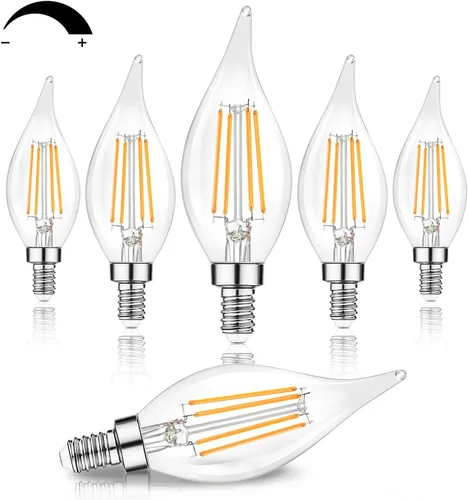 Vista 8 de TOBUSA Bombillas LED para candelabros E12, bombillas de araña de filamento 5000K Blanco luz día