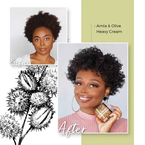 Vista 5 de Qhemet Biologics L.O.C. Method Collection para cabello de alta porosidad, incluye ghee desenredante de árbol de cacao, suero suavizante de ricino