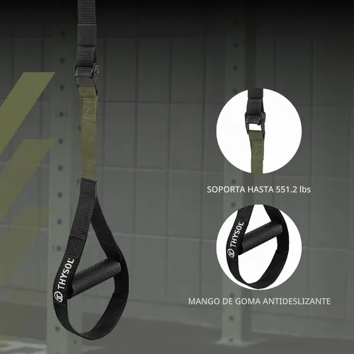 Vista 2 de THYSOL® Resistance Trainer Pro Xtreme Straps Army Juego de entrenamiento de cabestrillo con anclaje de puerta ajustable Entrenamientos