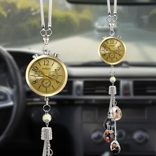 Vista 14 de AIFLM Adornos Personalizados de Foto de Cristal para Colgar en Coche Adornos Personalizados Estéticos para Espejo Adornos Personalizados