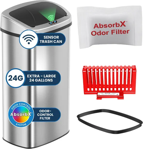 Vista 11 de iTouchless Cubo de basura de cocina con sensor de 50 litros/13 galones, a prueba de perros, con bloqueo de tapa y filtro de olor AbsorbX, tapa sin