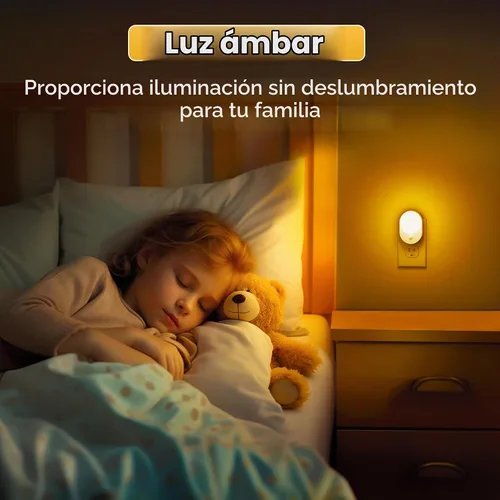 Vista 6 de L LOHAS LED Luz nocturna con sensor de movimiento, paquete de 2 luces nocturnas enchufables a la pared, sensor de movimiento y sensor de atardecer a