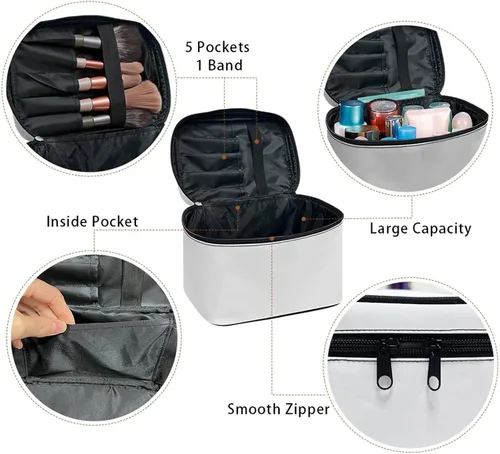 Vista 7 de doginthehole Bolsa de maquillaje, bolsa de cosméticos de viaje, bolsa de aseo portátil grande, organizador de accesorios para mujeres y niñas