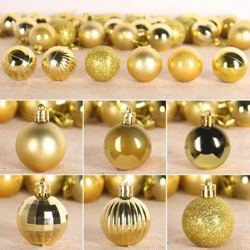 Vista 190 de Esferas pequeñas de Navidad de bronce y dorado de 1.6 pulgadas, adornos para decoración de árbol de Navidad, bolas colgantes inastillables