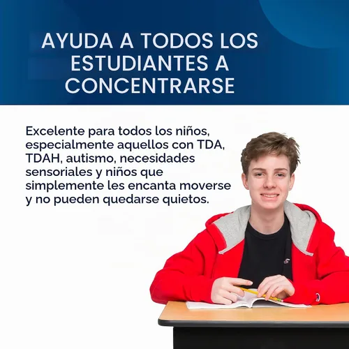 Vista 5 de Banda elástica que rebota para escritorios, para que inquietos apoyen sus pies, color negro ADHD