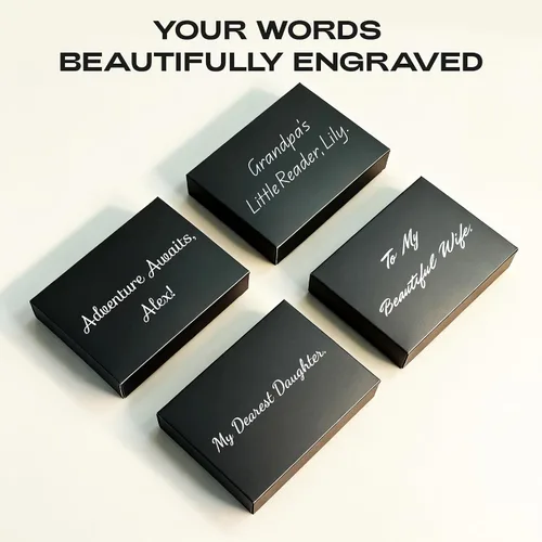 Vista 6 de Marcapáginas de cuero magnéticos personalizados: grabado personalizado, texto motivacional y encanto retro, un regalo pensado para amantes