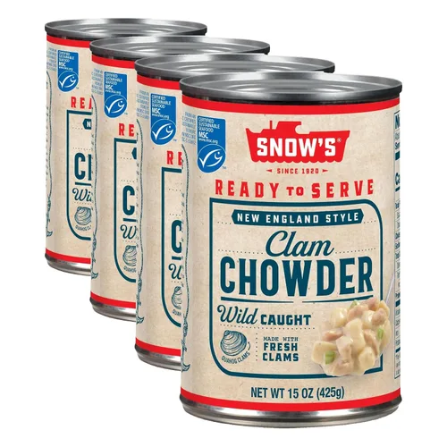 Vista 13 de Snow's Sopa condensada de almejas de Nueva Inglaterra, lata de 15 onzas, 0.14 oz de proteína por porción, receta auténtica al estilo de Nueva