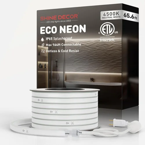 Vista 10 de Shine Decor Tira de luces LED AC 120V, cuerda de neón eco de 120 LED/m sin puntos, conectable y cortable, IP65 impermeable y resistente al clima