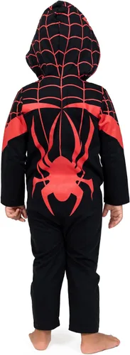 Vista 2 de Mono integral con capucha y cremallera Marvel Spiderverse Miles Morales de color negro y rojo