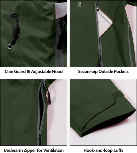 Vista 5 de Little Donkey Andy Chaqueta impermeable para hombre, para exteriores, para senderismo, golf, viajes
