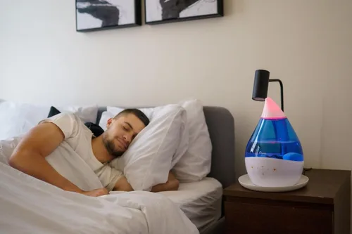 Vista 7 de Crane Humidificador ultrasónico de niebla fría 4 en 1 Drop 2.0 con máquina de sonido, luz nocturna, bandeja de aroma, relleno superior de 1 galón