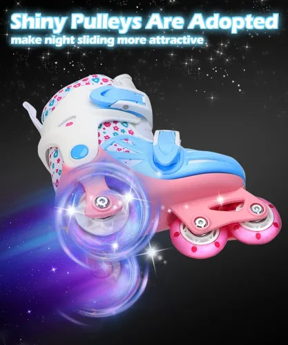 Vista 4 de Kids Quad Roller Skate,Roller Skates for Girls Boys,3-Point Balance Roller Shoes for Beginners