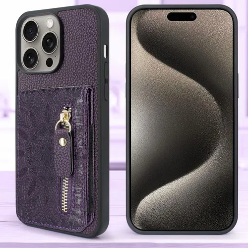 Vista 2 de Harryshell Funda compatible con iPhone 15 Pro Max con ranuras para tarjetas [con capacidad para hasta 6 tarjetas] Función de atril, bolsillo