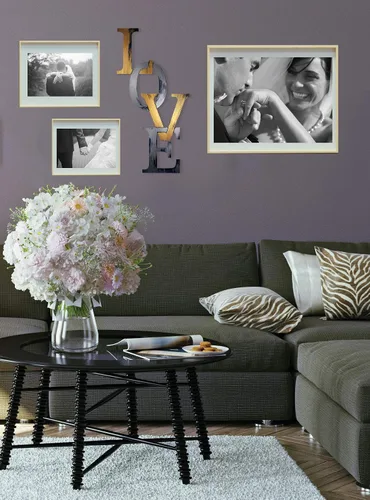 Vista 3 de Letter2Word Decoración de pared - Chained Love - Arte de pared con palabras originales, bronce y bronce