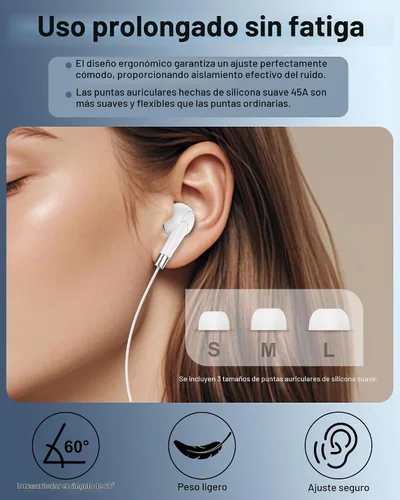 Vista 5 de Auriculares Lightning para Apple, auriculares con cable con micrófono para Blanco