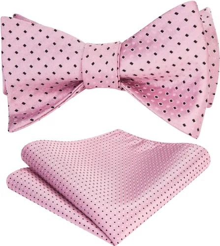 Vista 129 de HISDERN Pajaritas para hombre, diseño de lunares, corbatín y bolsillo cuadrado, clásico, esmoquin de negocios, boda, pajaritas, pañuelo