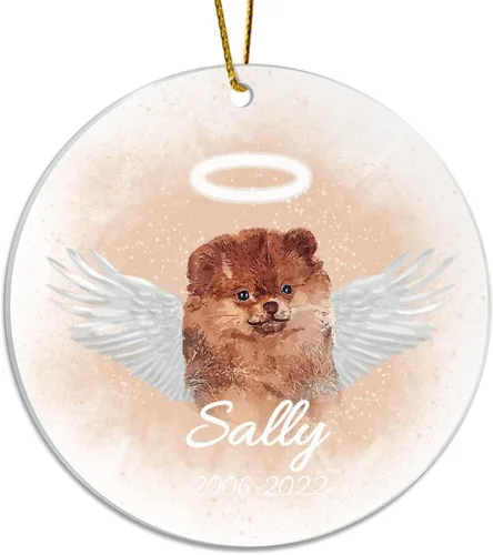 Vista 16 de Personalized Acrylic Pet Memorial Ornament, Acrylic, English Setter Hanging Keepsake, Dog Remembrance Ornament, Dog Gifts, Dog Angel Wings Ornament