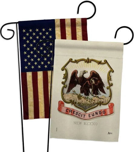 Vista 5 de Coat of arms New Mexico Garden Flags 2pcs Pack Americana States USA American Territories Republic Country Particular Area Small Decorative Gift Yard