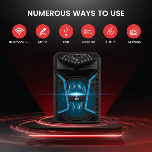 Vista 8 de Pyle - Sistema de bocinas PA portátil con Bluetooth - Altavoz Bluetooth para exteriores de 800W, sistema de bocinas PA portátil con micrófono