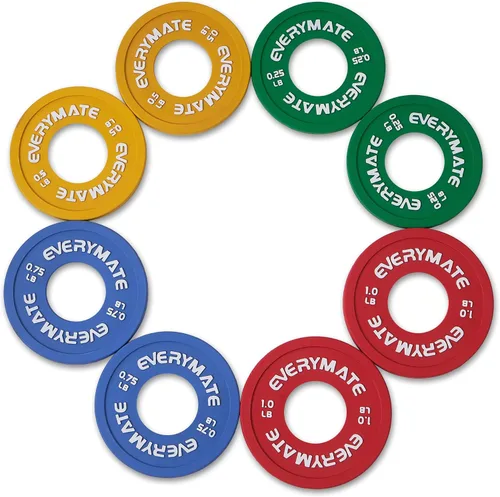 Vista 8 de EVERYMATE Juego de 8 placas de peso fraccionarias de goma, par de placas de peso de 0.25 libras, 0.5 libras, 0.75 libras, 1 libra para pesas