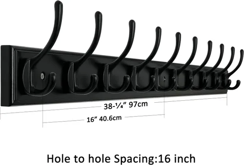Vista 3 de WEBI Perchero de pared para montar en la pared, ganchos para colgar en la pared de 38 1/4" de largo, perchero de pared de bambú con gancho