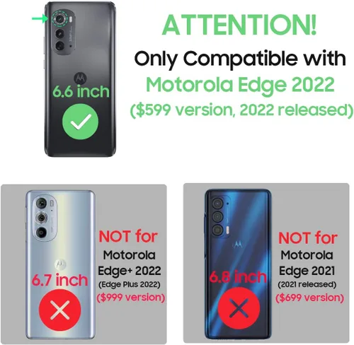 Vista 2 de Funda resistente para Motorola Edge 2022, Moto Edge 2022 con protector de pantalla, cubierta a prueba de caídas de grado militar, carcasa protectora