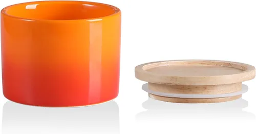 Vista 72 de Recipientes de cocina Sweejar, tarro de almacenamiento de cerámica para alimentos, recipientes apilables con tapa hermética de madera para servir