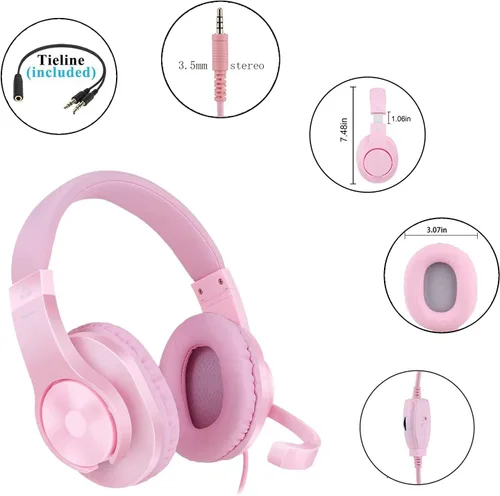 Vista 5 de Meedasy Auriculares para juegos sobre la oreja para niños y adultos, para Xbox One, estéreo envolvente de graves, auriculares para juegos PS4