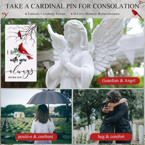 Vista 7 de Geosar Juego de 50 alfileres de cardenal conmemorativo, juego de fichas de bolsillo funerarias, guardián de bolsillo, alfileres cardenales caídos