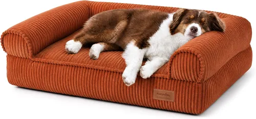 Vista 17 de FUKUMARU Sofá cama para perros, cama acogedora de pana para gatos, impermeable, funda lavable