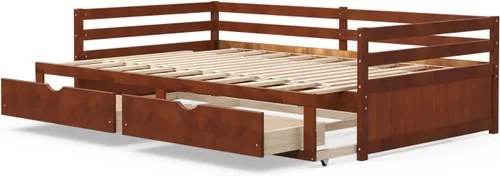 Vista 8 de DORTALA Sofá cama individual a King con nido y 2 cajones de almacenamiento, moderno sofá cama extensible con cama extraíble, sofá cama de doble uso