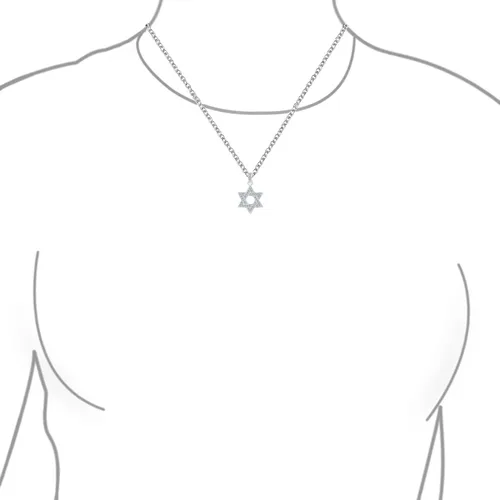 Vista 3 de Cubic Zirconia CZ Accent Traditional Religious Magen Judaic Jewish Hanukkah Intertwined Star Of David Pendant Necklace For Women Teen Bat Mitzvah