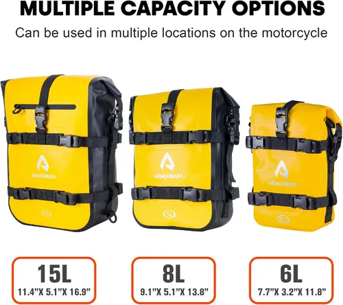 Vista 8 de Bolsa Impermeable para Parachoques de Motocicleta 6L Bolsa de Barra Antichoque de Motor con Correa para el Hombro Bolsa de Marco Lateral