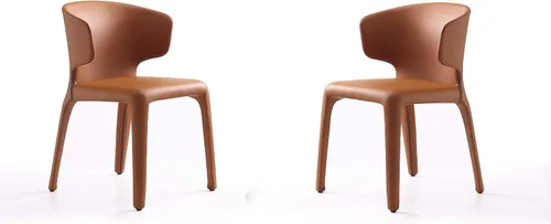 Vista 17 de Manhattan Comfort Conrad - Sillas de comedor modernas de mediados de siglo, muebles de cocina tapizados de tweed con respaldo contorneado, acolchado