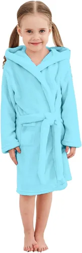 Vista 4 de Umeyda Girls Fleece Hooded Robes, Warm Printed Bath Robe for Kids Soft Fuzzy Bathrobe for Gifts, 1-12 Years