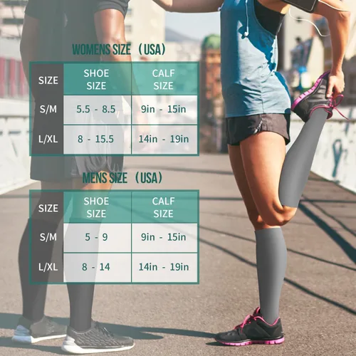 Vista 39 de Paquete de 3 pares de calcetines de compresión médica para mejorar la circulación de mujeres y hombres, para correr, hacer deporte y amamantar