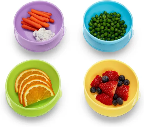 Vista 4 de Munchkin® Love-a-Bowls™ Juego de alimentación para bebés de 10 piezas, incluye recipientes con tapas y cucharas, multicolor