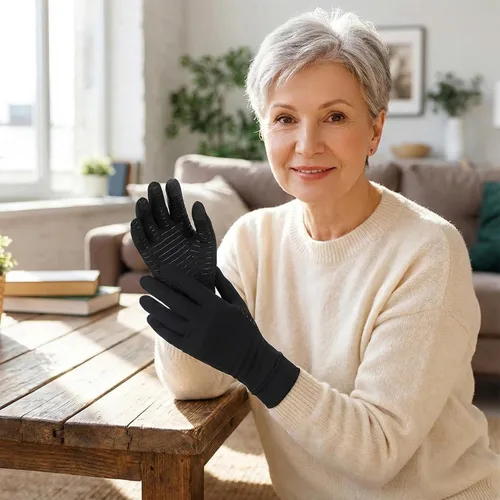 Vista 4 de Copper Arthritis Gloves - Full Hand Compression Gloves for Hands and Fingers Rehabilitation