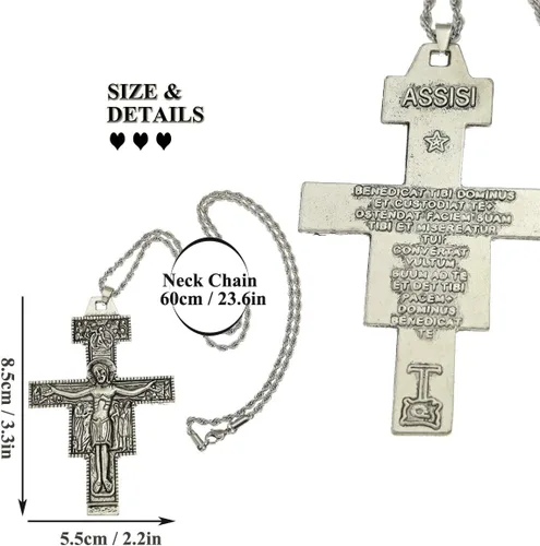Vista 3 de RechicGu - Collar con crucifijo católico de San Francisco de Asís (3.3 in)