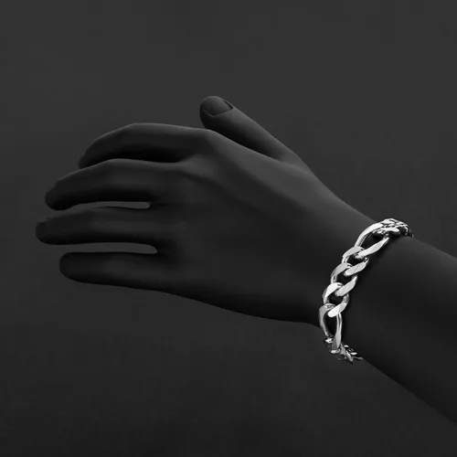 Vista 3 de 2mm-18mm Solid .925 Sterling Silver Flat Figaro Chain Bracelet
