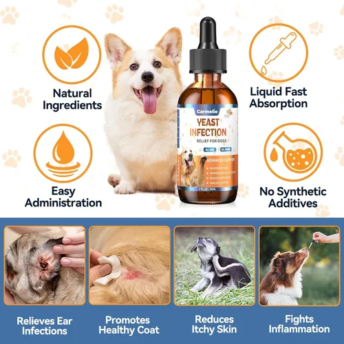 Vista 2 de Alivio natural de levadura para perros, apoya el alivio saludable de la picazón, cuidado para el malestar de las orejas del perro, alivio de picazón