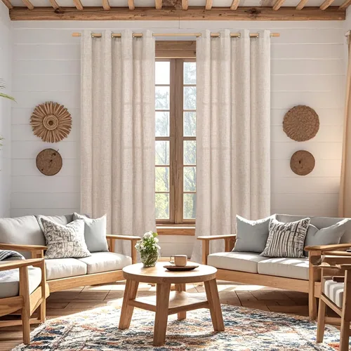 Vista 96 de BGment Cortinas de Lino Beige de 63 Pulgadas de Largo 2 Paneles - Tratamientos para Ventanas con Textura de Arpillera Filtrantes de Luz Cortinas B