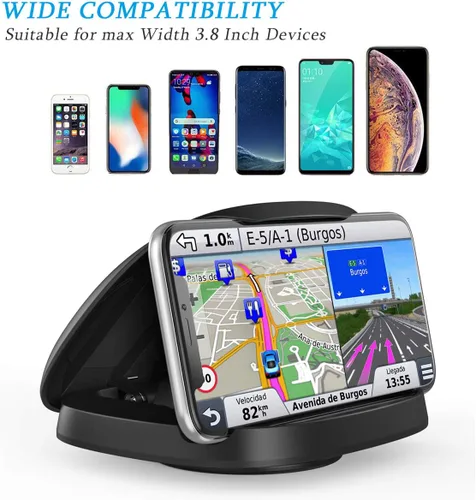 Vista 3 de Soporte de teléfono celular para automóvil, soporte vertical horizontal para teléfono con rotación de 360° para tablero de instrumentos compatible
