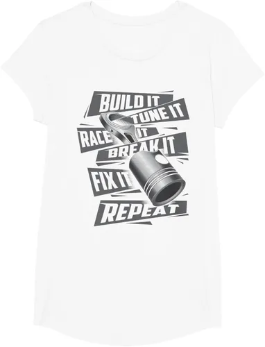 Vista 26 de Build It Tune It Race It Break It - Camiseta para entusiastas de los coches de carreras, talla S Negro