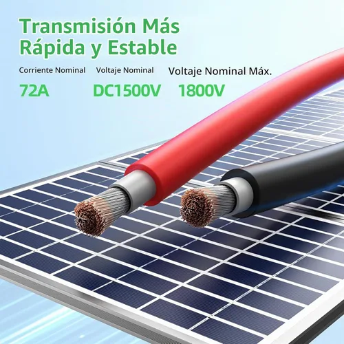 Vista 5 de Bateria Power Cable de Panel Solar 2x50 Pies 8AWG (10 mm²), Cable de Extensión de Panel Solar de Cobre Estañado Cableado PV para Sistema Solar