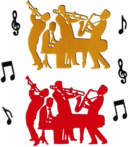 Vista 4 de Troqueles de corte de saxo de piano para banda de música, notas musicales, plantillas de metal en relieve, molde de plantilla para álbumes