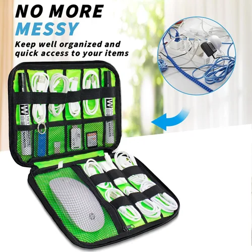 Vista 4 de Organizador de Electrónica, Funda Organizadora de Cables de Viaje, Bolsas Organizadoras de Cables Portátiles, Estuche de Almacenamiento
