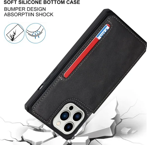 Vista 4 de Cavor Funda para iPhone 11 Pro Max con tarjetero y tarjetero, funda tipo cartera con tarjetero para tarjetas de crédito para iPhone11ProMax, funda